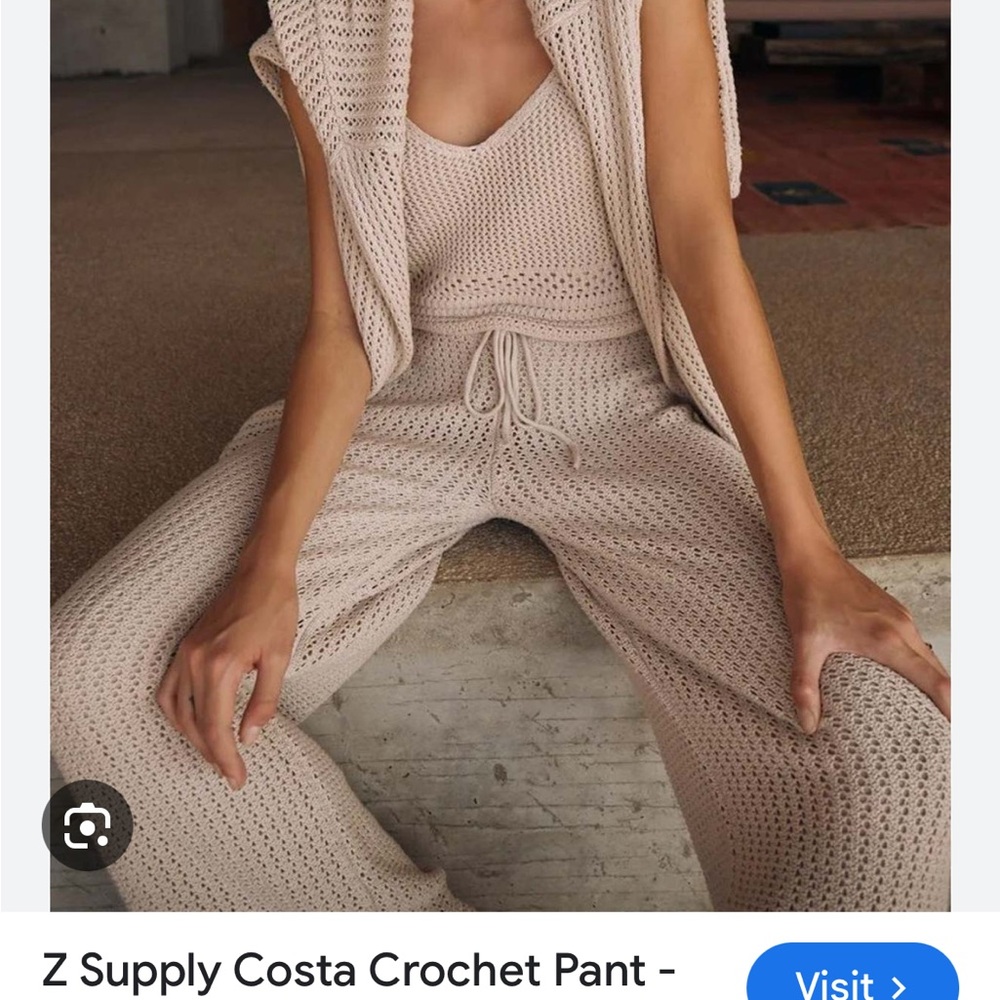 Z Supply Beige Crochet Wide Leg Pants